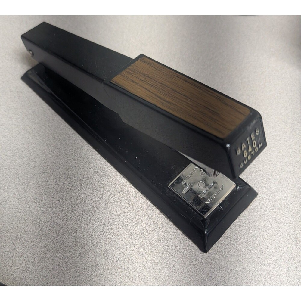 Bates 640  Custom Stapler Black Woodgrain Finish Desktop Made In USA